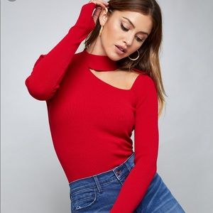 Bebe cutout sweater long sleeve with thumb hole